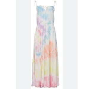 SWF Revolve Tie Dye Dynamic Maxi Dress Tie Straps Rainbow EUC M Australia